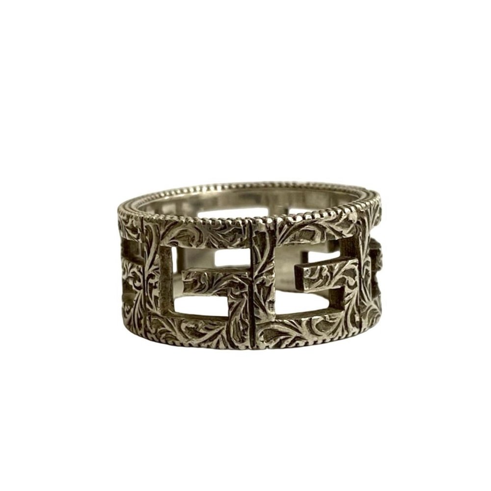 GUCCI Square G Arabesque Sterling Silver 925 Ring for Men and Women, 72174 - Picture 5 of 6